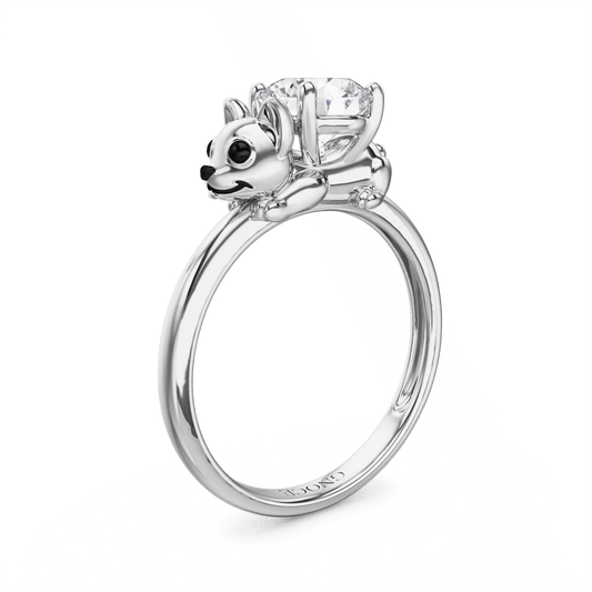 Gnoce Puppy Embraces Moissanite Ring Platinum-plated Silver Blend_1