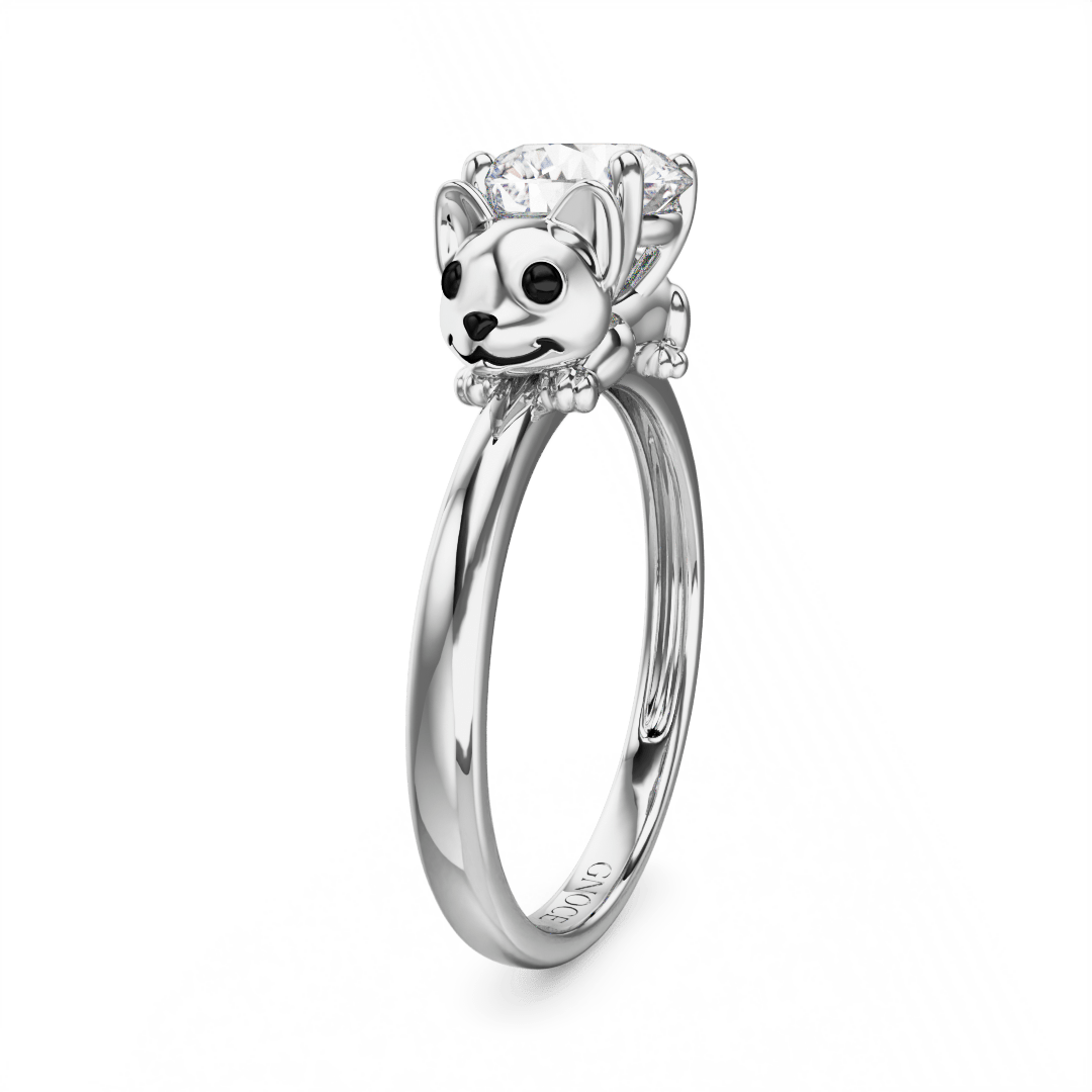 Gnoce Puppy Embraces Moissanite Ring Platinum-plated Silver Blend_5
