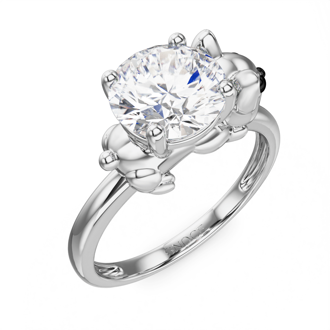 Gnoce Puppy Embraces Moissanite Ring Platinum-plated Silver Blend_3