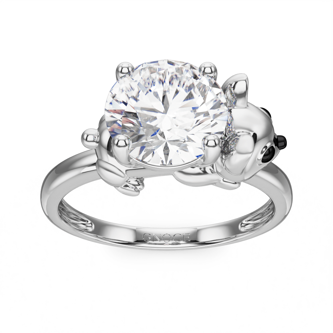 Gnoce Puppy Embraces Moissanite Ring Platinum-plated Silver Blend_2