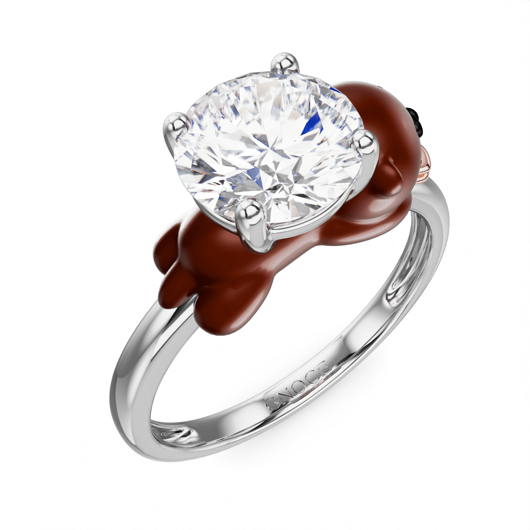 Gnoce Otter Embraces Moissanite Round Cut Ring_3