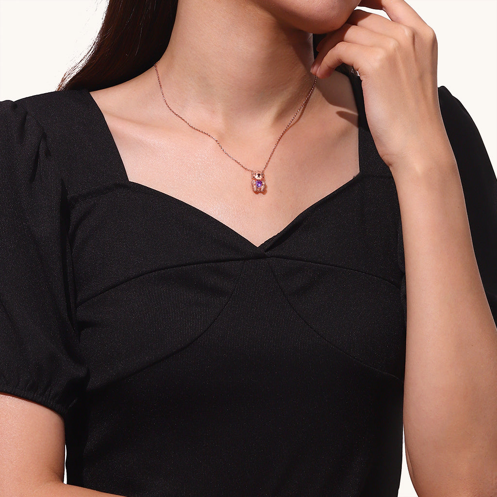 Gnoce Cute Brooke Otter Embraces Heart Birthstone Necklace_5