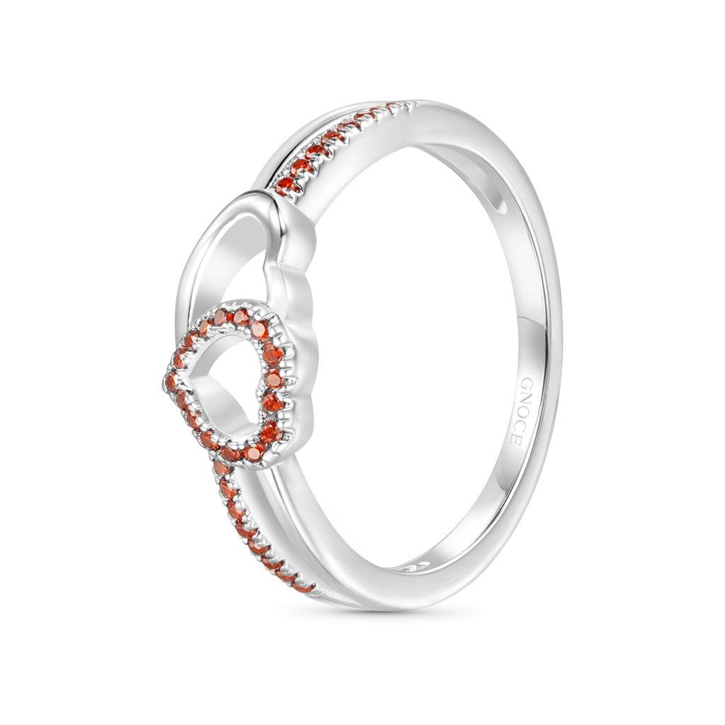 Gnoce Two Hearts Connect CZ Birthstone Band Ring_3