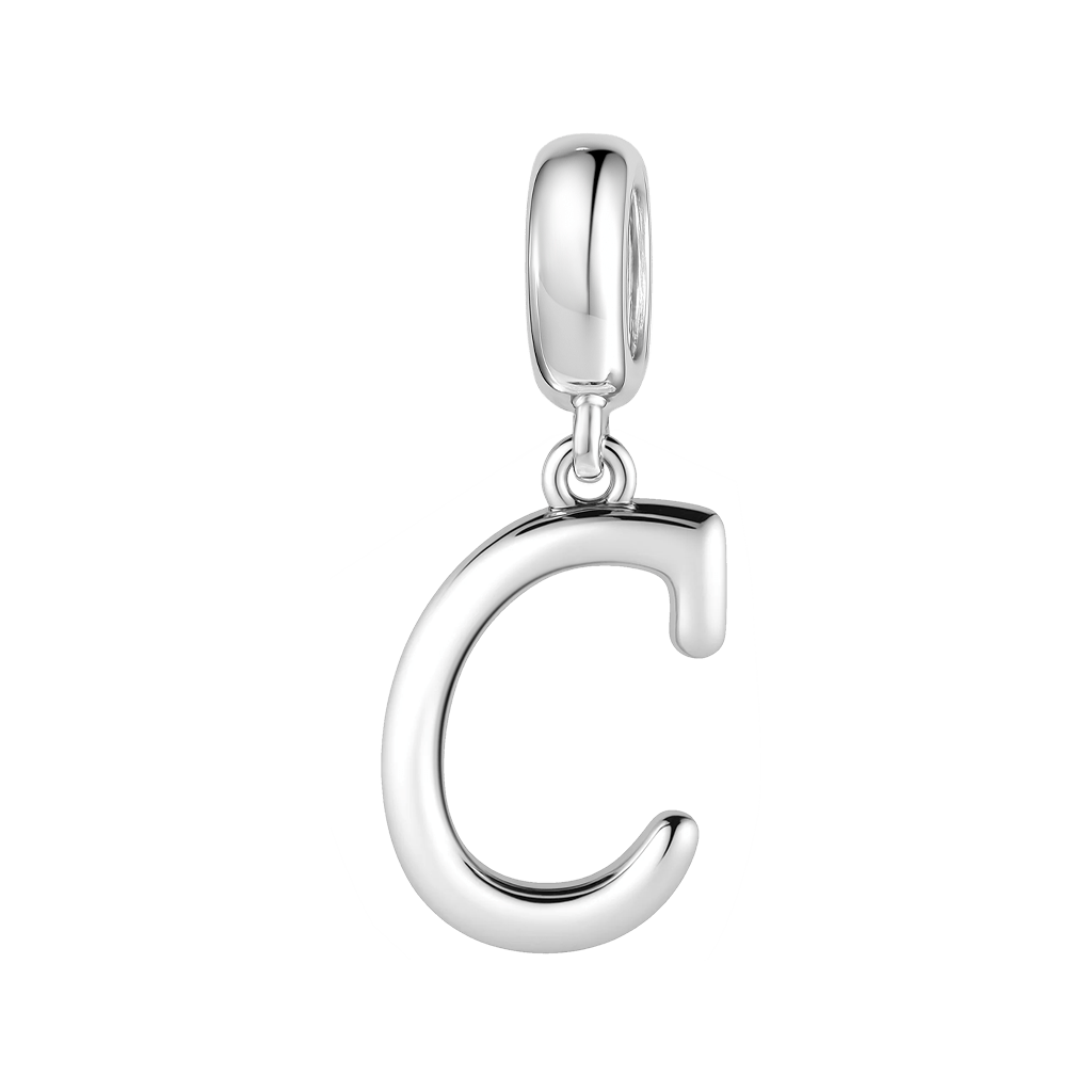 Gnoce "Choice，Chance，Change" Letter C 925 Sterling Silver Dangling Charm Great for Bracelet, Choker, Necklace_1