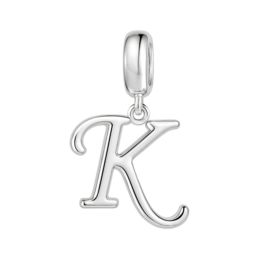 Gnoce "Kiss, the gift of Love"  Letter K 925 Sterling Silver Dangling Charm Great for Bracelet, Choker, Necklace_1