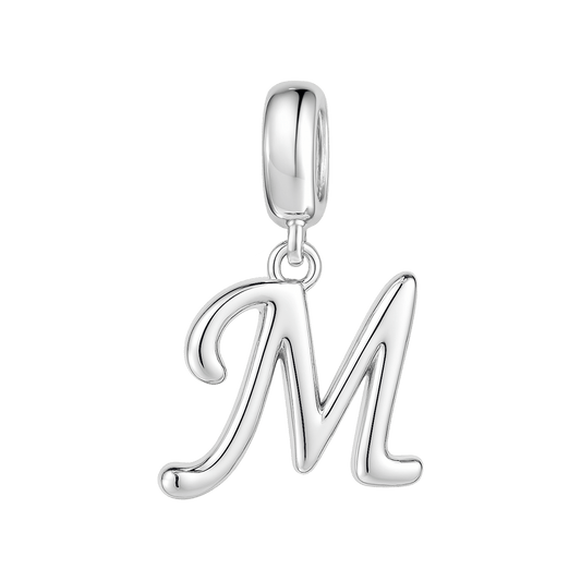 Gnoce "Make You Feel My Love " Letter M 925 Sterling Silver Dangling Charm Great for Bracelet, Choker, Necklace_1