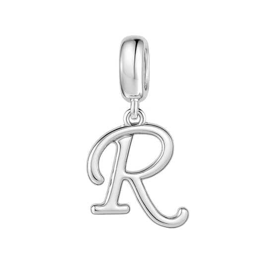 Gnoce "Real Friend"  Letter R 925 Sterling Silver Dangling Charm Great for Bracelet, Choker, Necklace_1