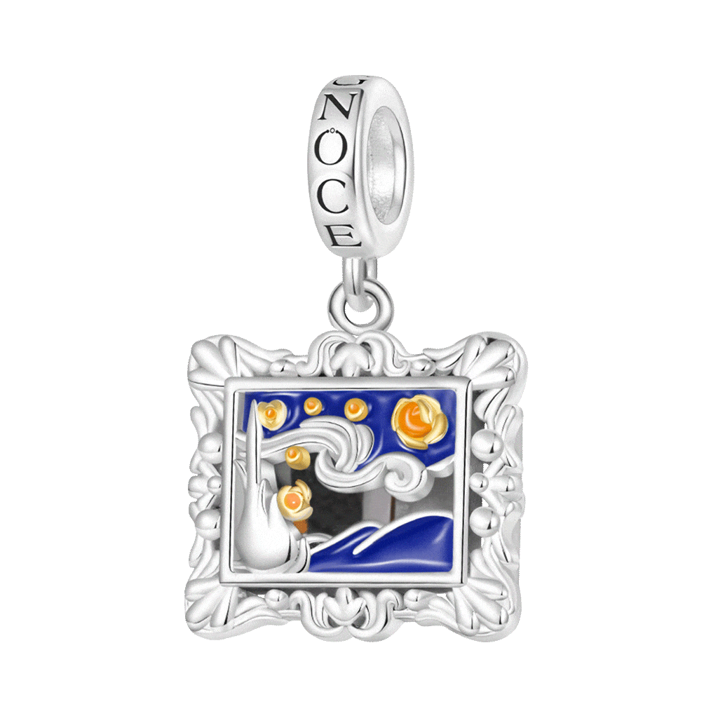 Gnoce Van Gogh's Starry Night Charm Platinum-plated Silver Blend_1