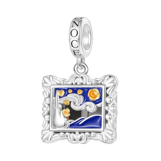 Gnoce Van Gogh's Starry Night Charm Platinum-plated Silver Blend_1