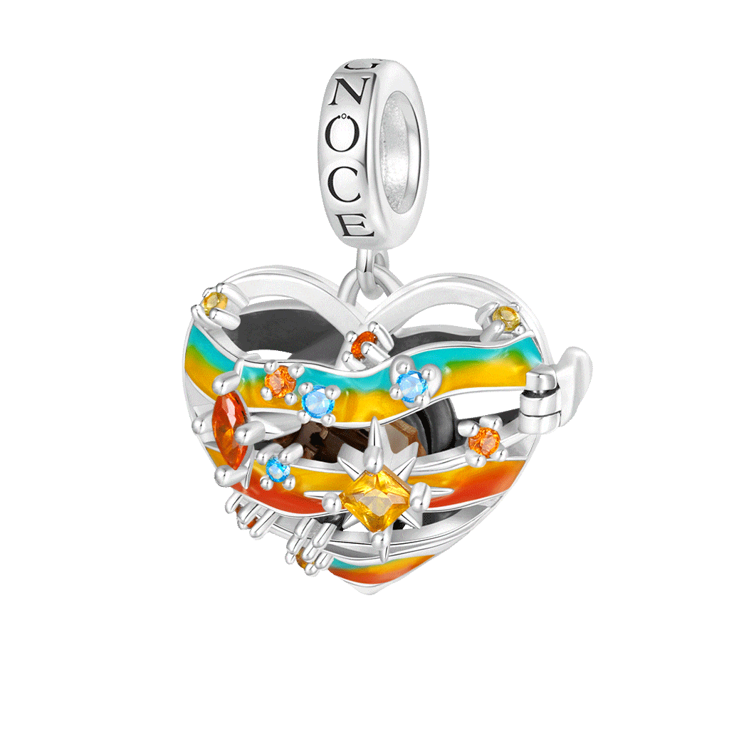 Gnoce Heart Solar System Jupiter Charm Platinum-plated Silver Blend_1