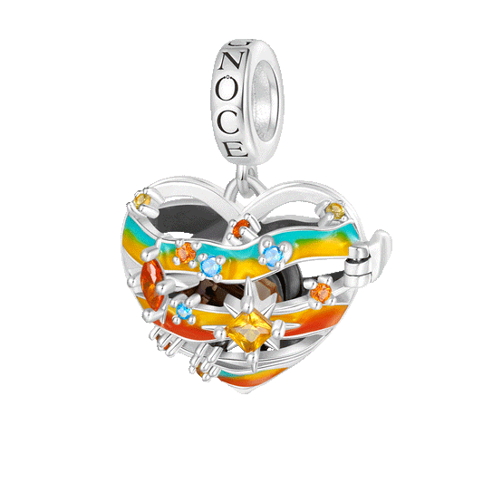 Gnoce Heart Solar System Jupiter Charm Platinum-plated Silver Blend_1