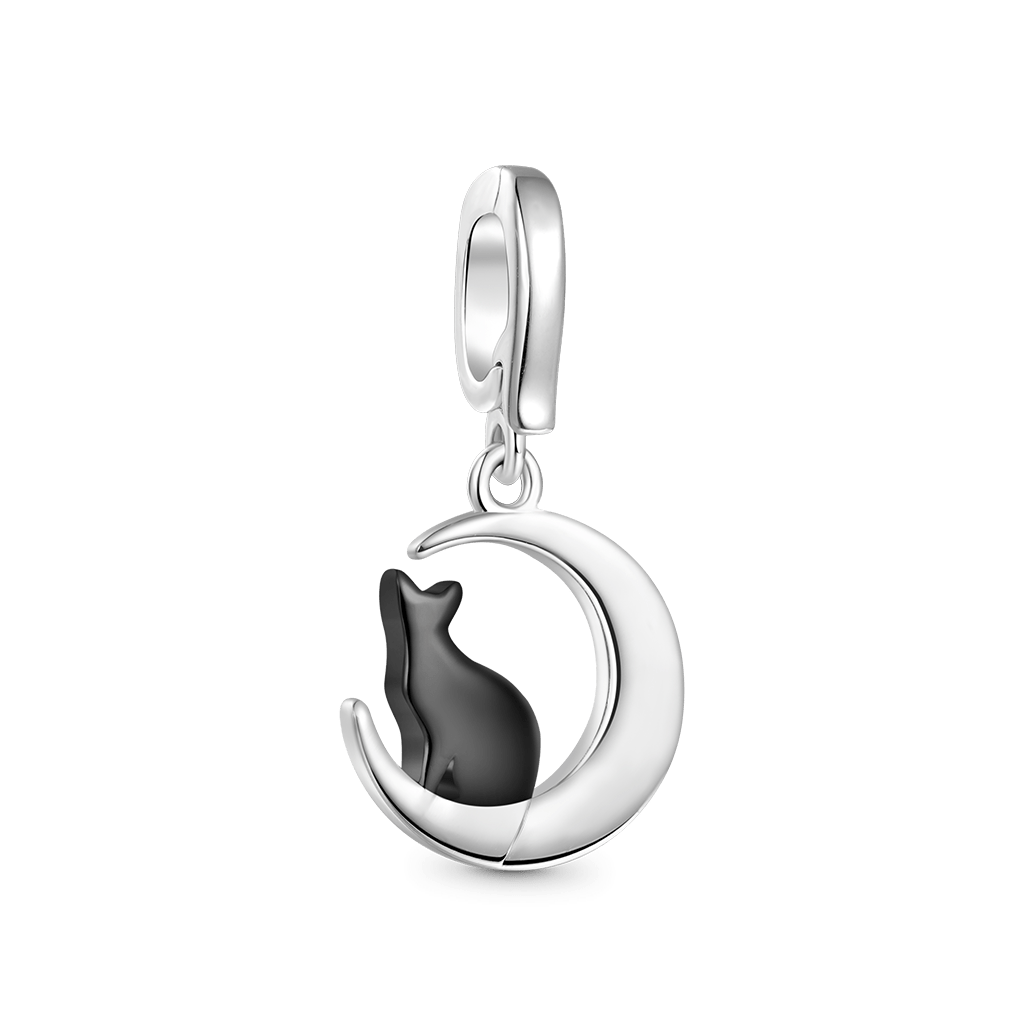 Gnoce Halloween Black Cat Clasp Clusters Charm Platinum-plated Silver Blend_2