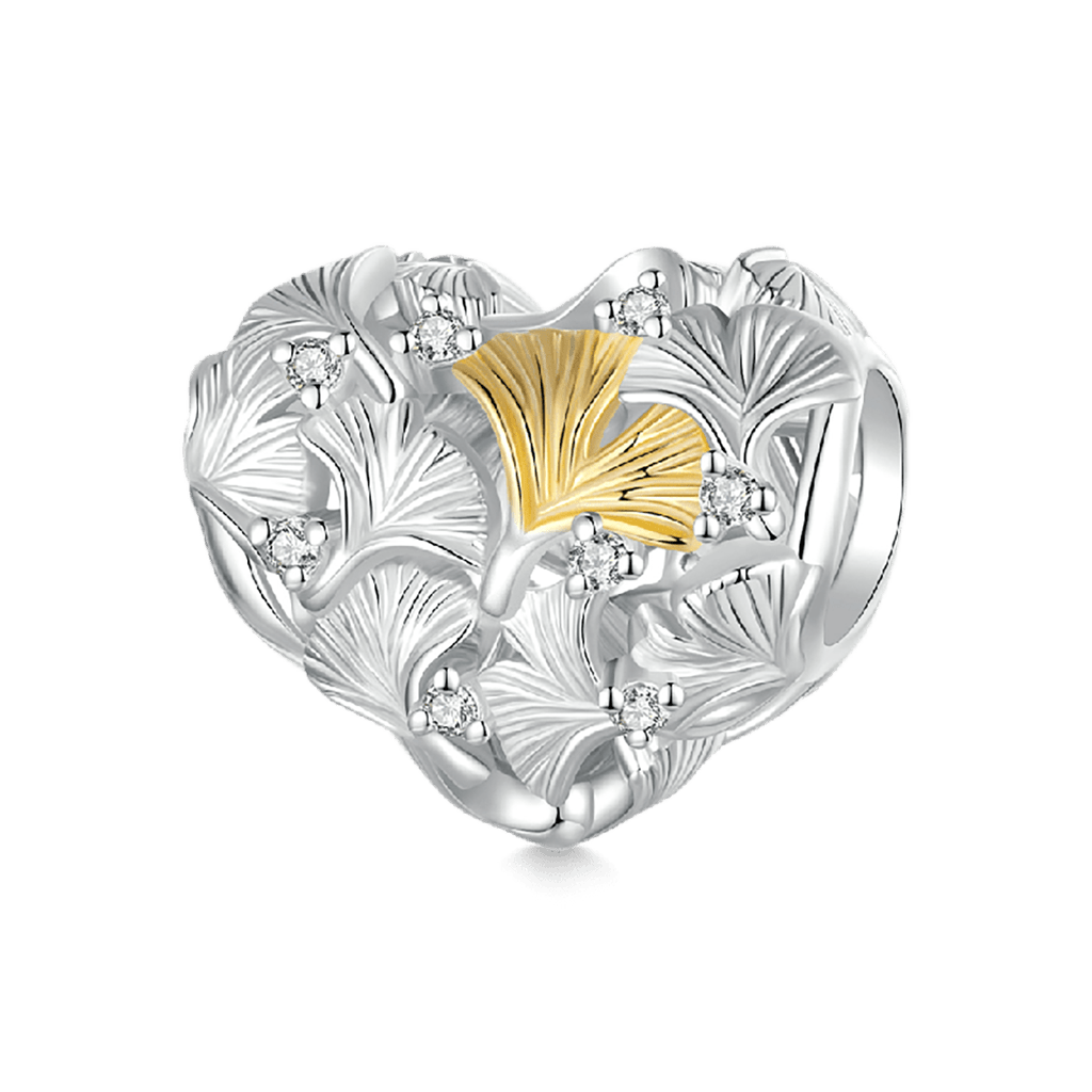 Gnoce Ginkgo Leaves Spliced with Love Heart Charm_1