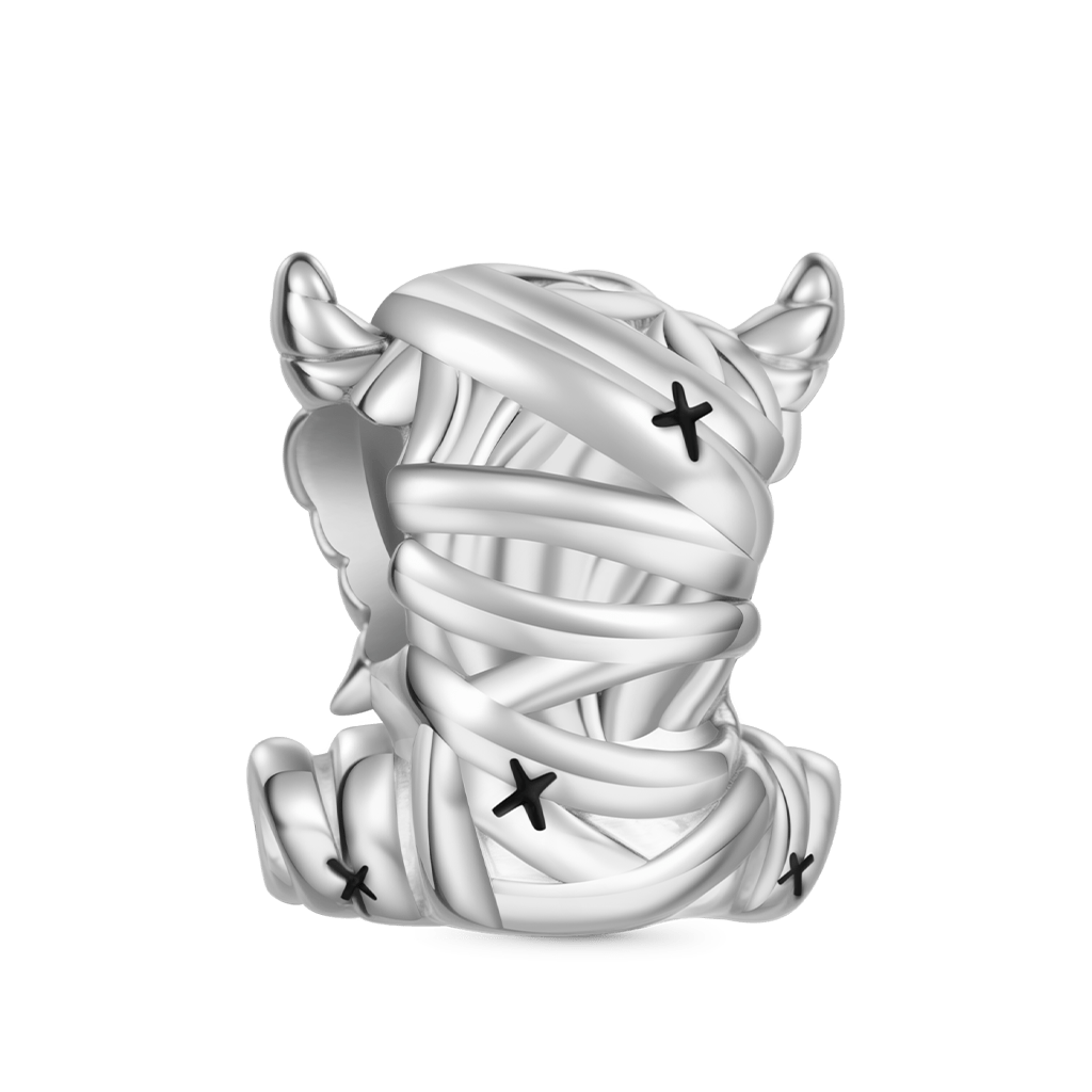 Gnoce Halloween Mummy Highland Cow Embrace Pumpkin Charm_2