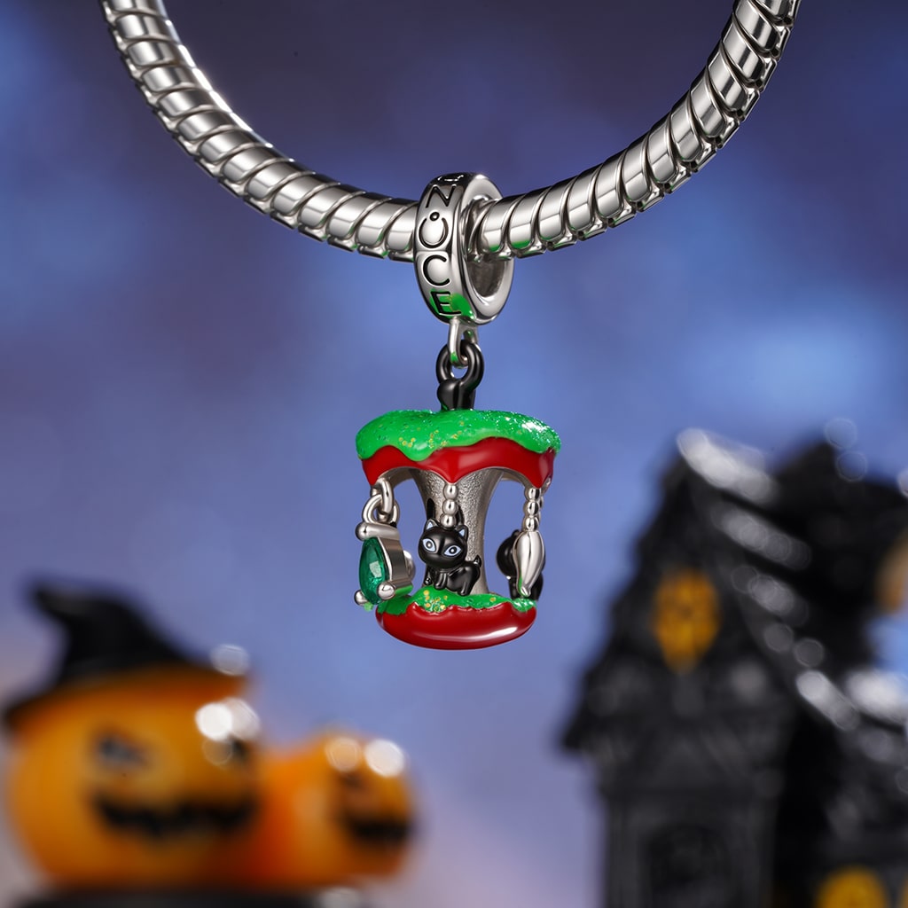 Gnoce Halloween Poison Apple Carousel Glow-in-the-Dark Pendant Dangle Charm_4