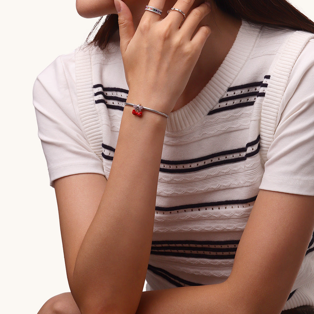 Gnoce Bow-knot Cherry Bear Charm_4