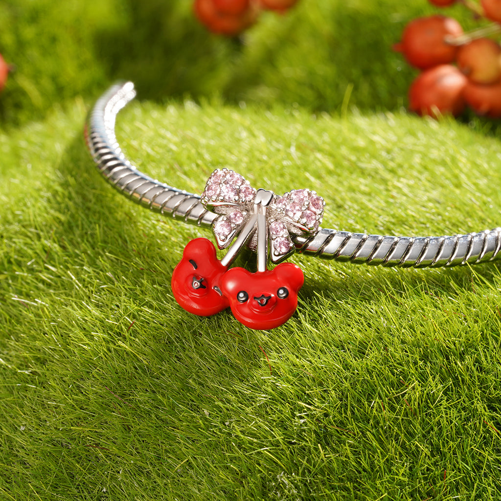 Gnoce Bow-knot Cherry Bear Charm_3