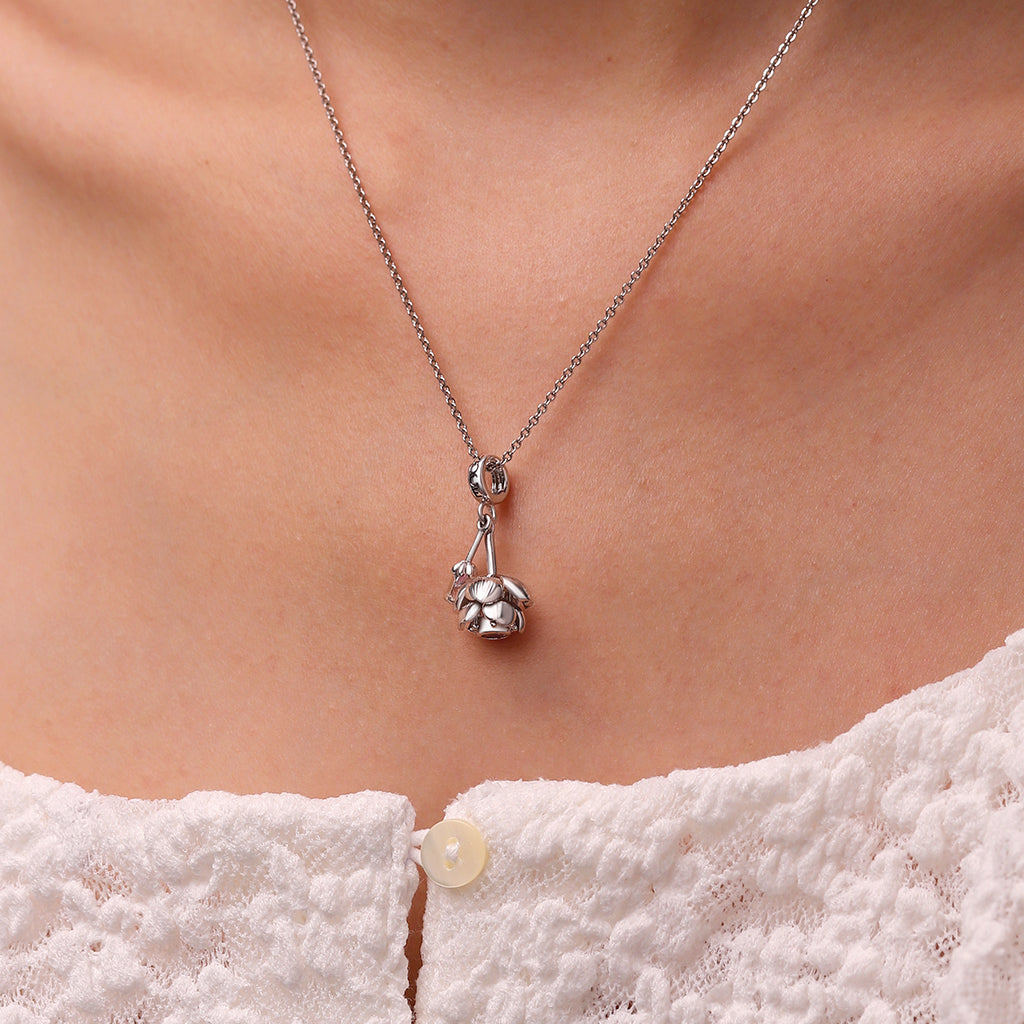 Gnoce Openable Blooming Cherry Blossom Charm Platinum-plated Silver Blend_7