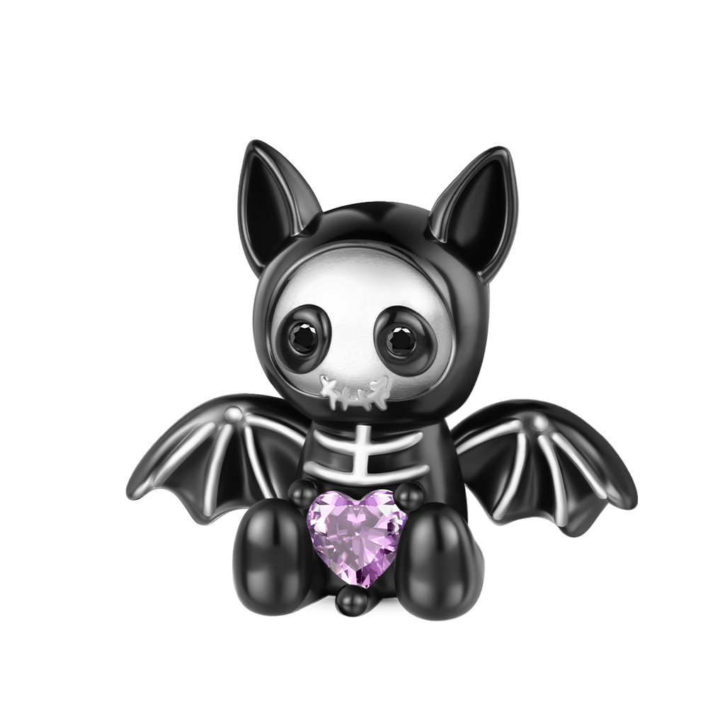 Gnoce Halloween Skull Bat Embrace Heart Charm_1