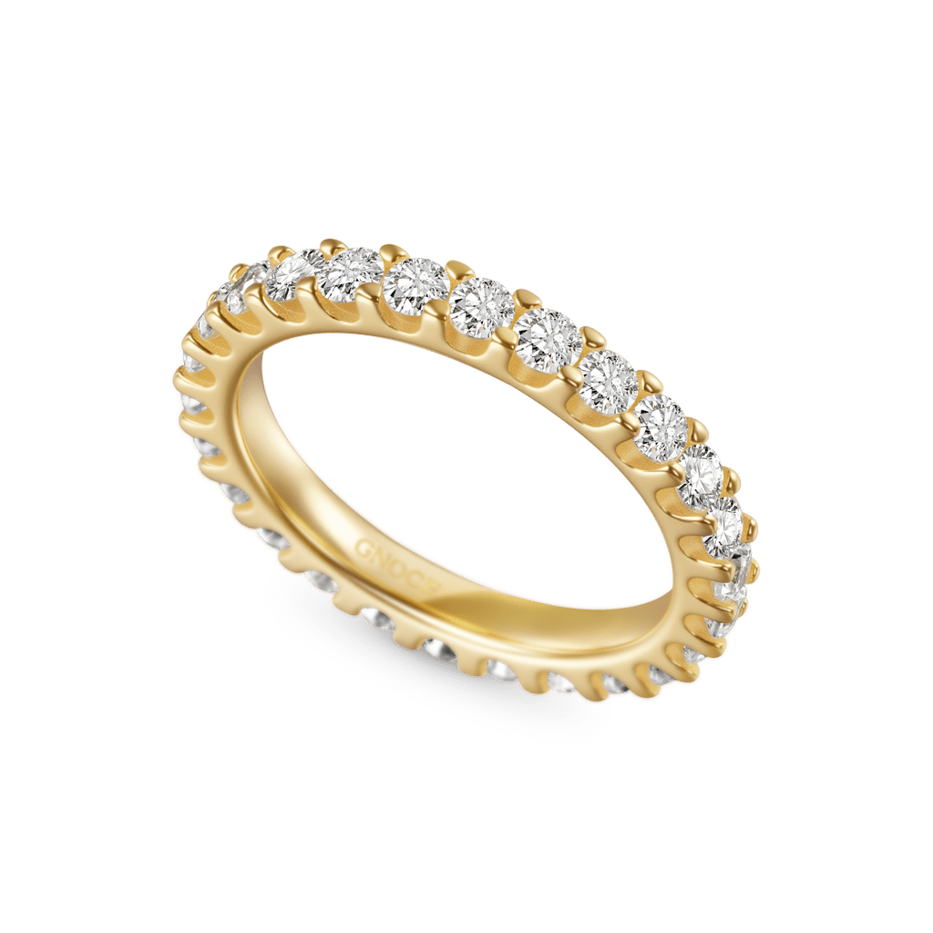 Gnoce 14K/10K Solid Gold Micro Pave Moissanite Eternity Ring_2