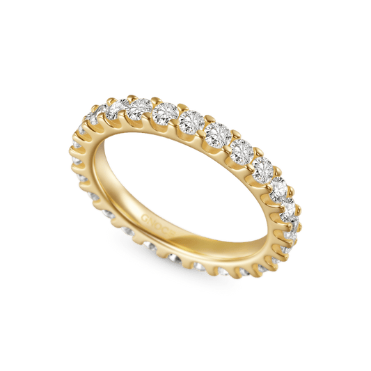 Gnoce 14K/10K Solid Gold Micro Pave Moissanite Eternity Ring_2