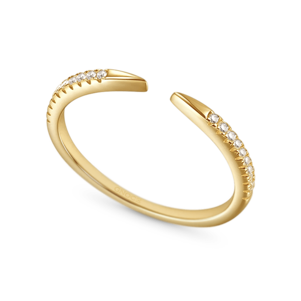 Gnoce 14K/10K Solid Gold Moissanite Open Cuff Claw Ring_2