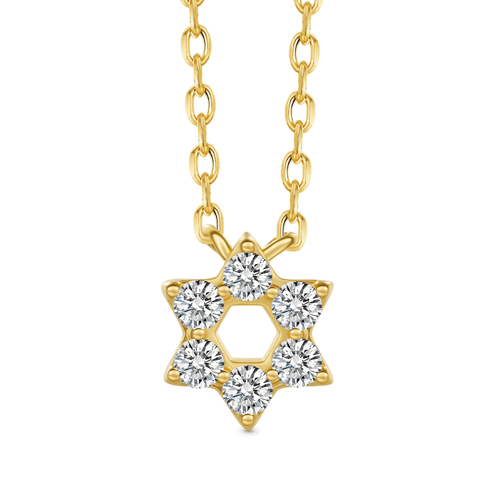 Gnoce 14K/10K Solid Gold Moissanite Hexagram Necklace_1