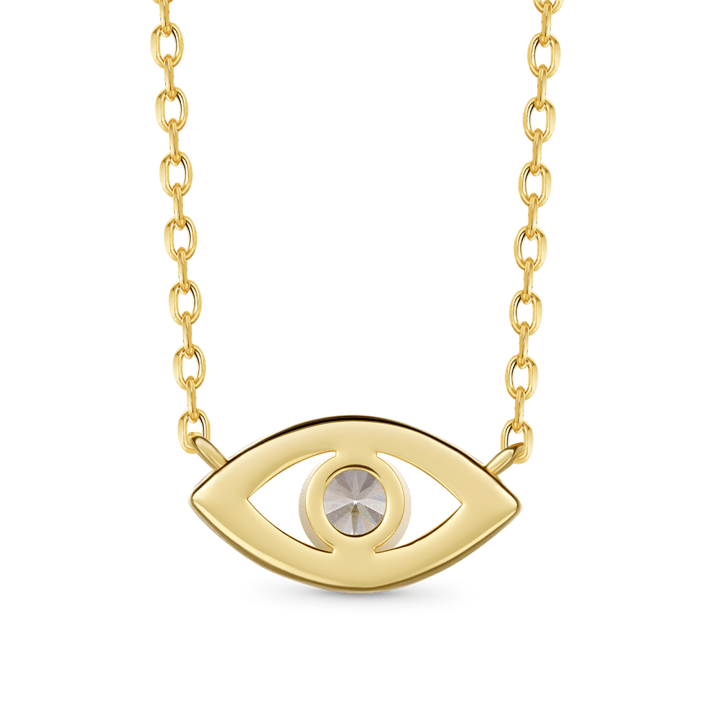 Gnoce 14K/10K Solid Gold Moissanite Evil Eye Necklace_2