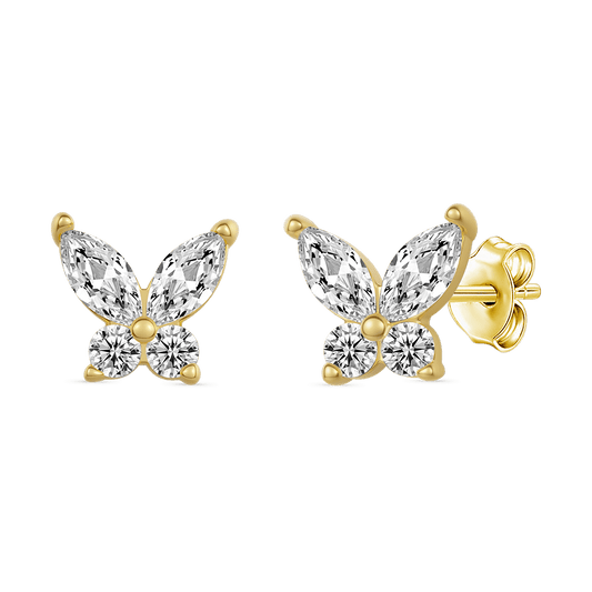 Gnoce 14K/10K Solid Gold Moissanite Butterfly Stud Earrings_1