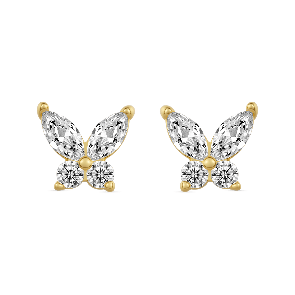 Gnoce 14K/10K Solid Gold Moissanite Butterfly Stud Earrings_2