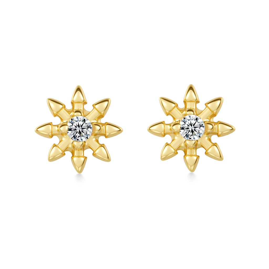 Gnoce 14K/10K Solid Gold Moissanite Spiked Star Stud Earrings_2