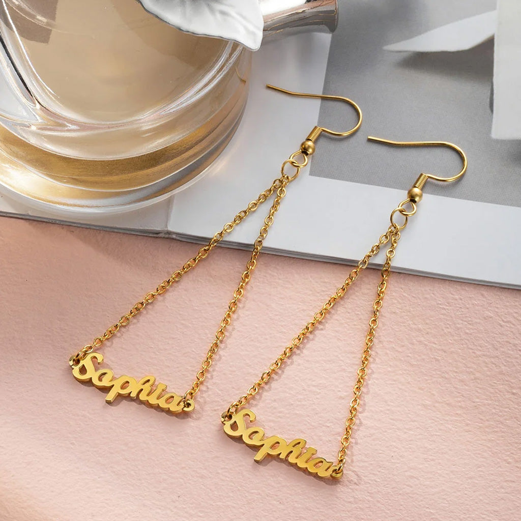 Gnoce Personalized Name Triangle Dangle Earrings_4
