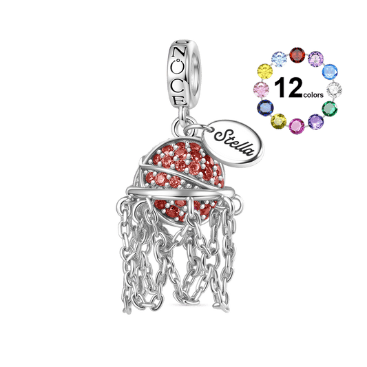 Gnoce Engravable Birthstone Basketball Hoop Pendant Dangle Charm_1