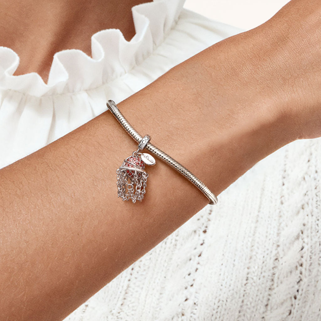 Gnoce Engravable Birthstone Basketball Hoop Pendant Dangle Charm_2