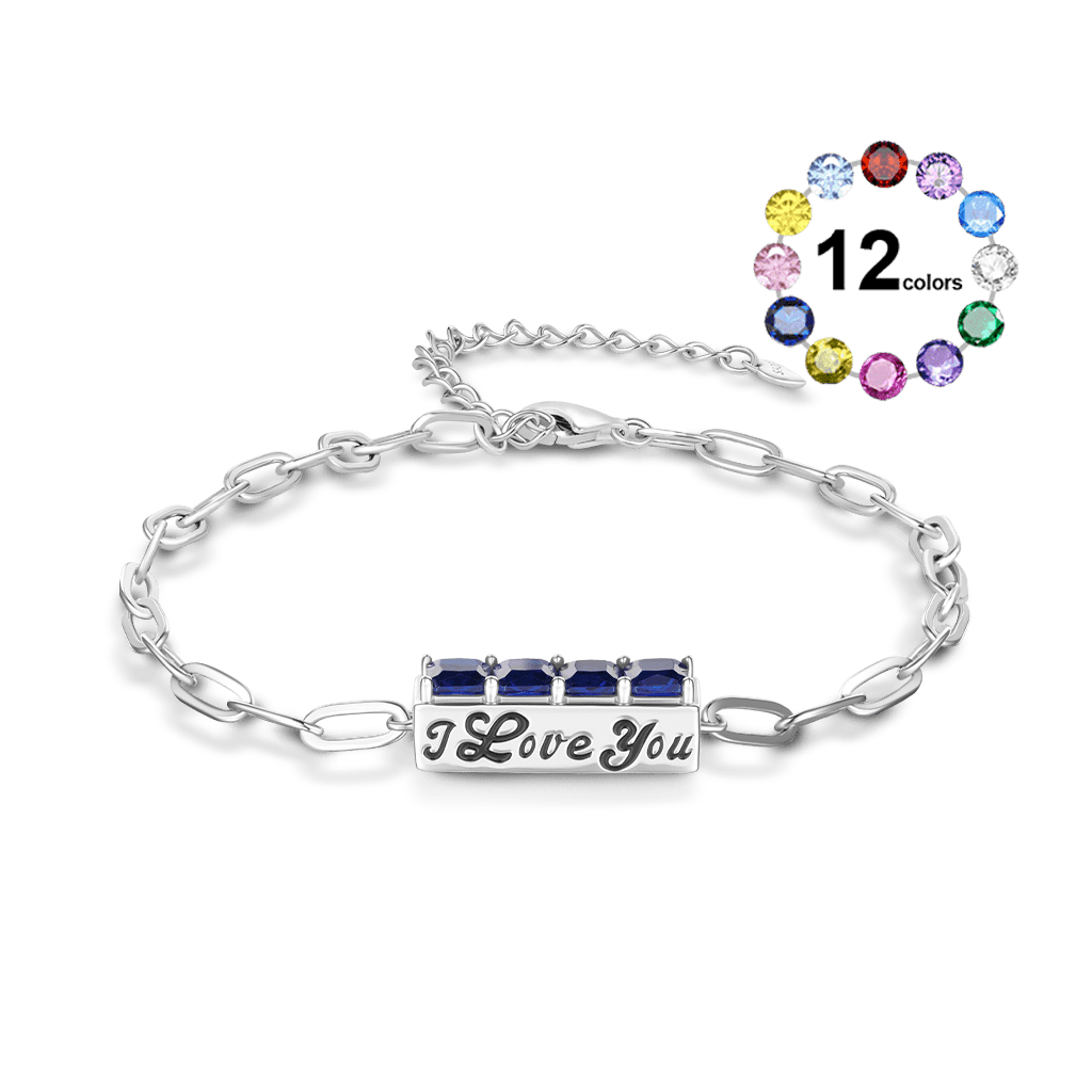 Gnoce Personalized Birthstone Engravable Name Bracelet_1