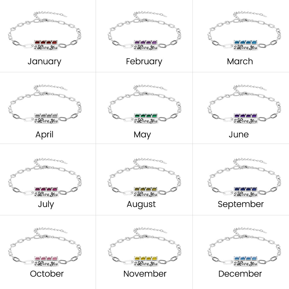 Gnoce Personalized Birthstone Engravable Name Bracelet_5