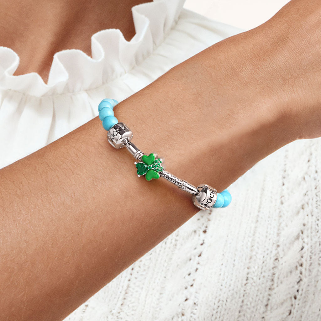 Gnoce Adjustable Natural Turquoise Gemstone Basic Bracelet_2