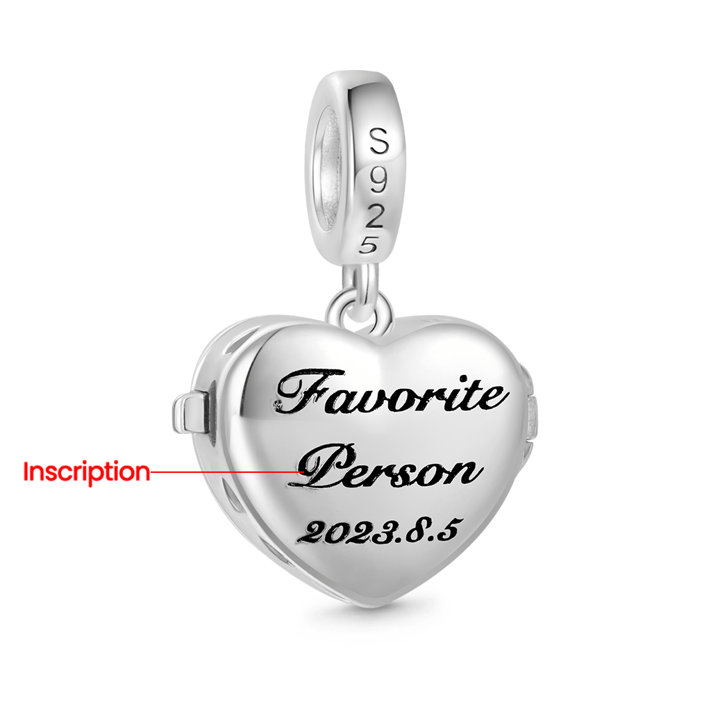 Gnoce Personalized Photo Hollow Heart Birthstone Pendant Dangle Charm_2