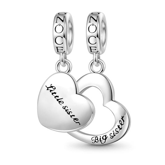 Gnoce Little sister&Big sister Heart Pendant Dangle Charm_1