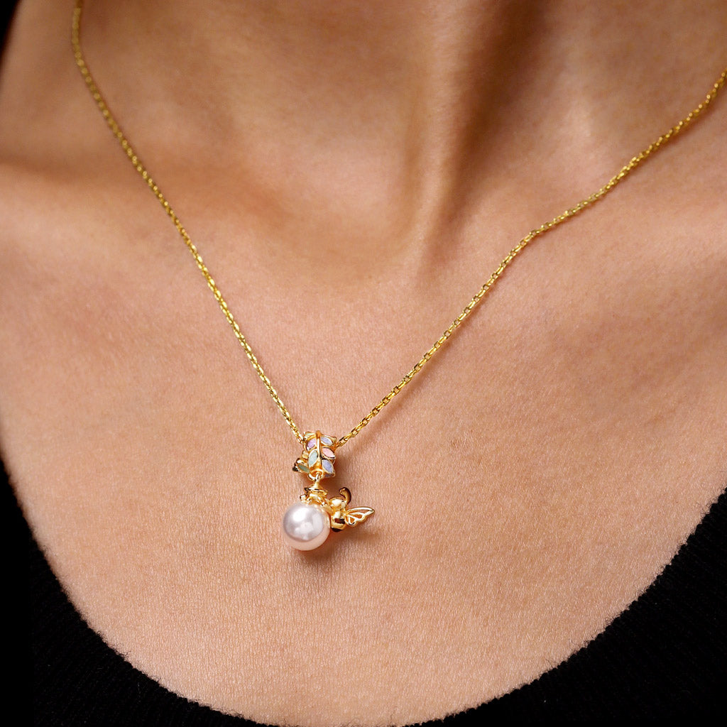 Gnoce Pearl Bee Pendant Dangle Charm_4