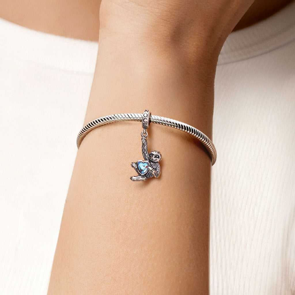 Gnoce Sloth Embrace Moonstone Pendant Dangle Charm_2