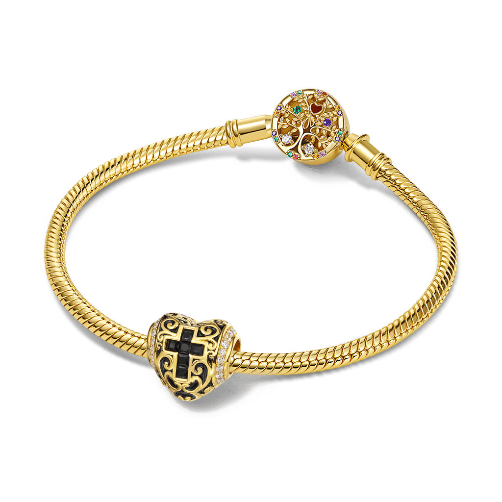 Gnoce Heart-shaped Retro Cross Charm_3