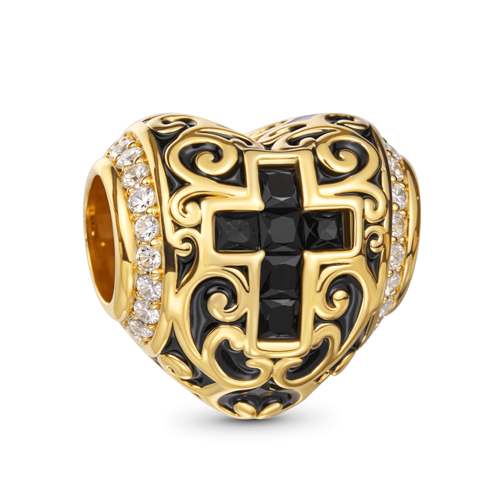 Gnoce Heart-shaped Retro Cross Charm_5