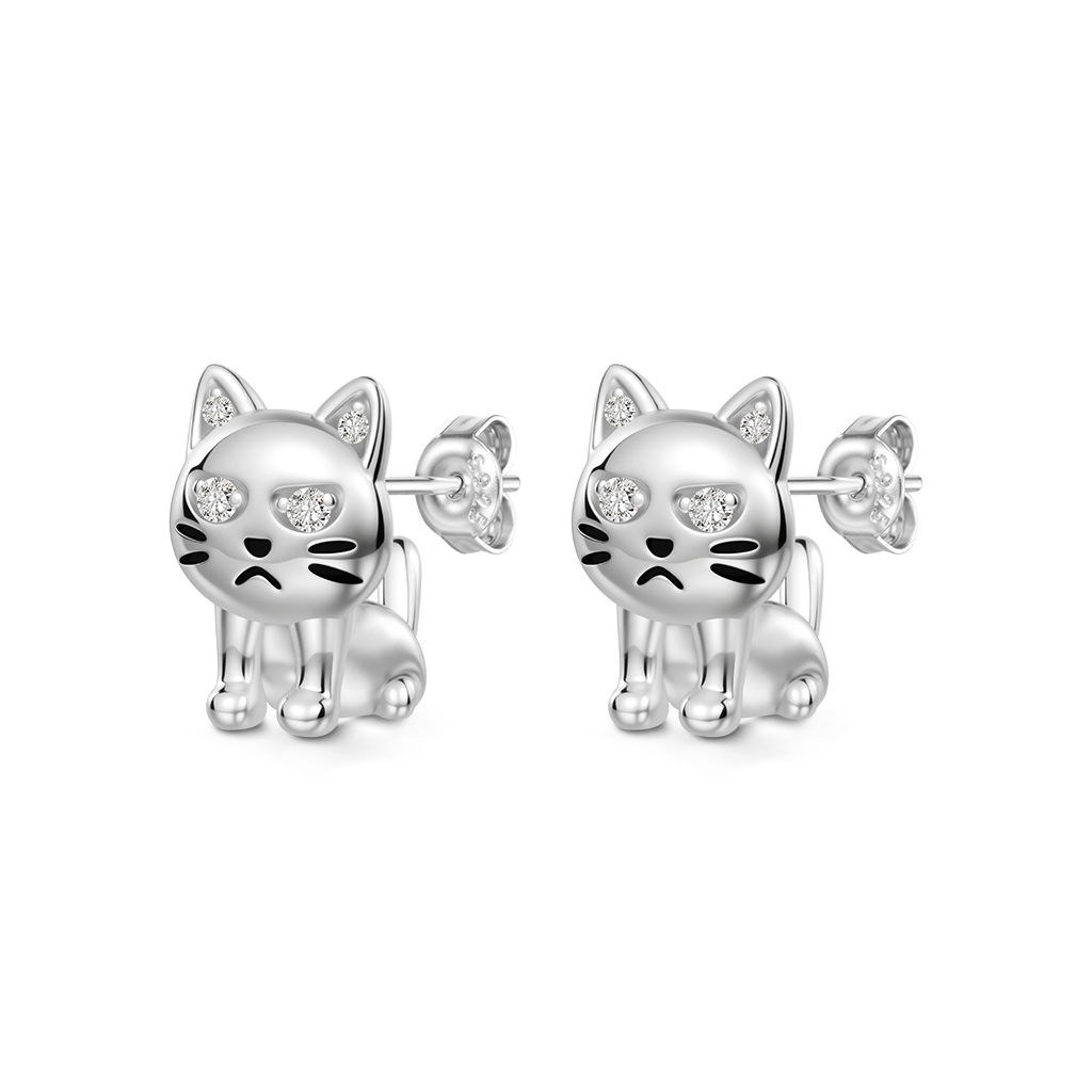 Gnoce Grumpy Cat Stud Earrings_1