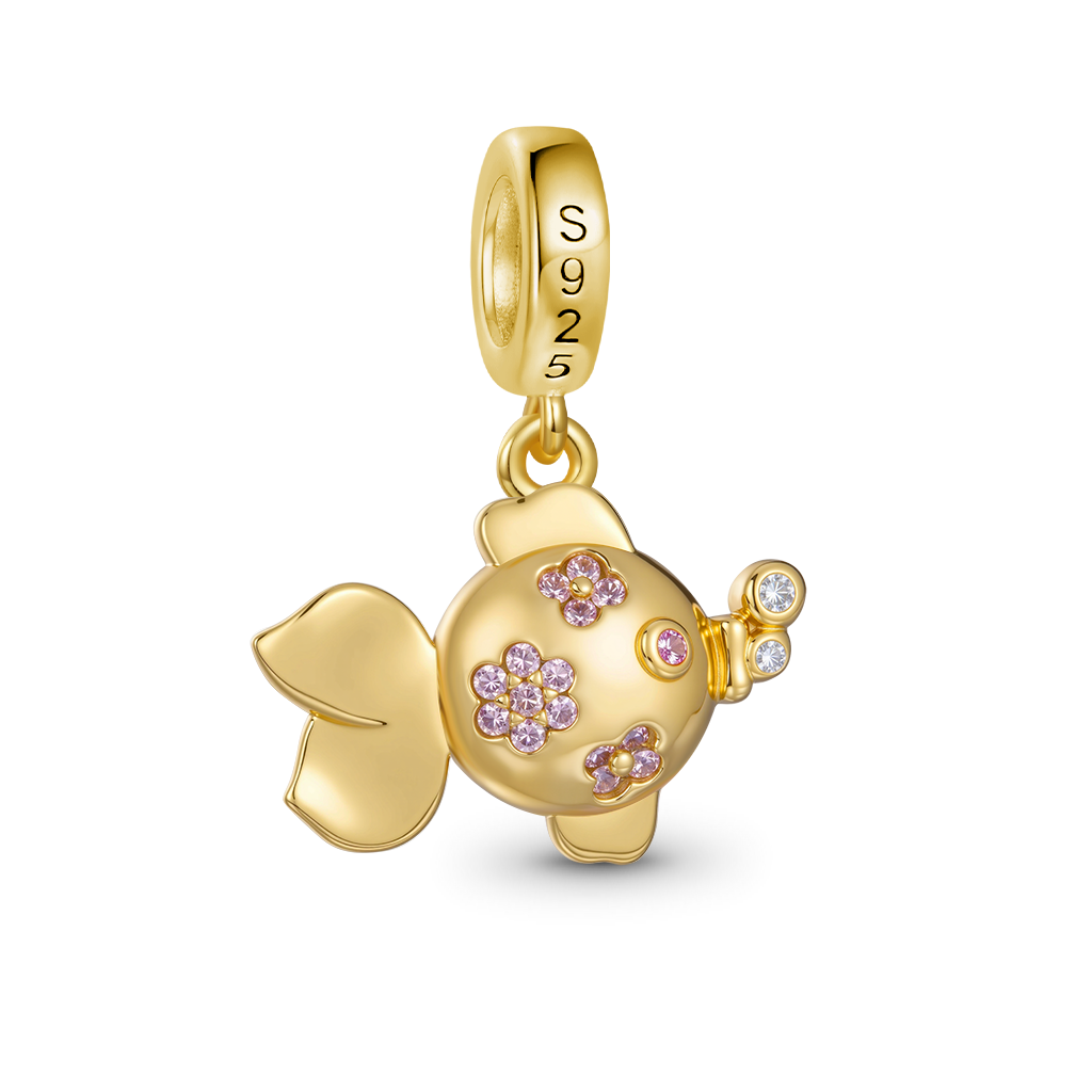 Gnoce Sparkling Playful Goldfish Pendant Dangle Charm_5