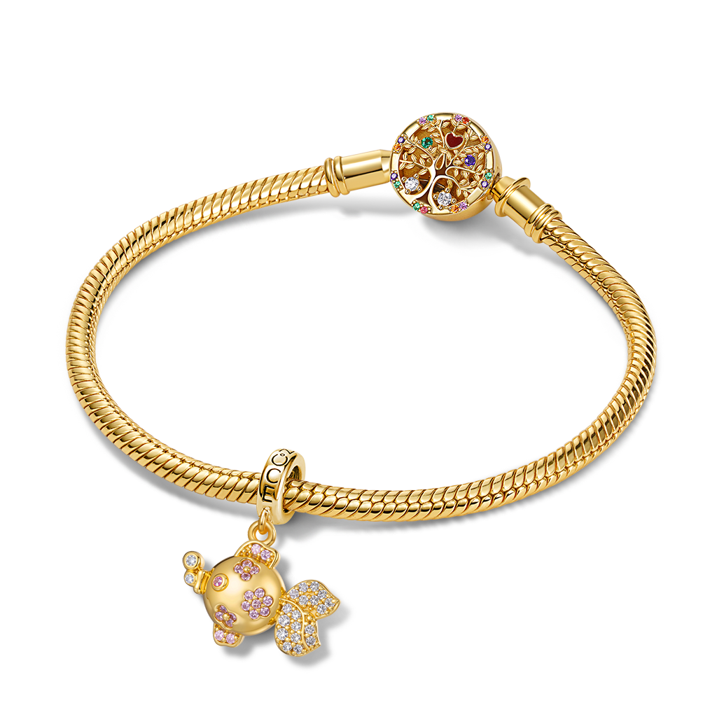 Gnoce Sparkling Playful Goldfish Pendant Dangle Charm_3