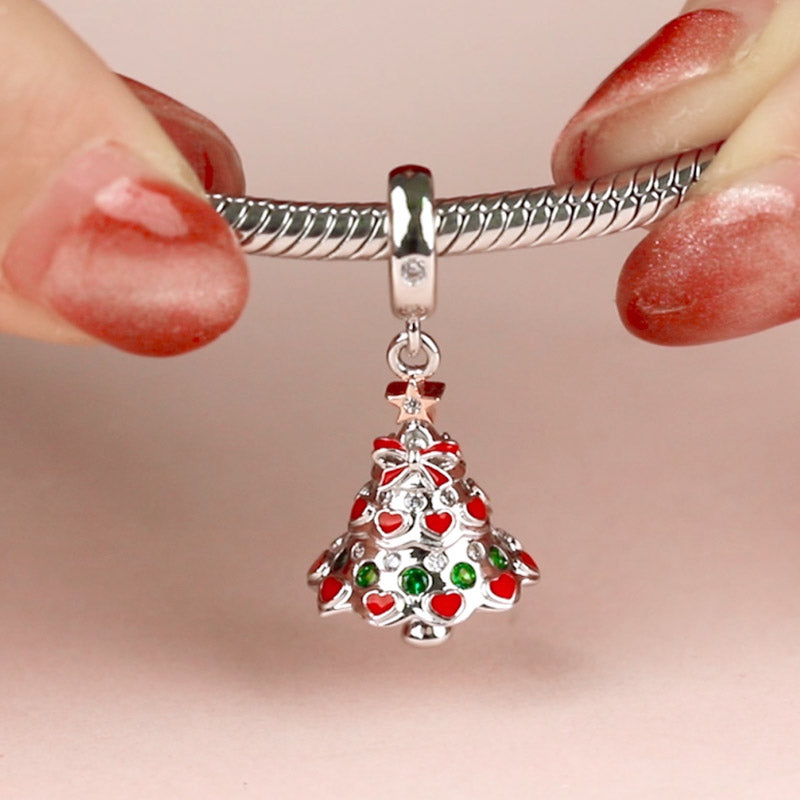 Gnoce "Happy Christmas" 925 Sterling Silver Christmas Tree Charm Pendant For Christmas Gift_3