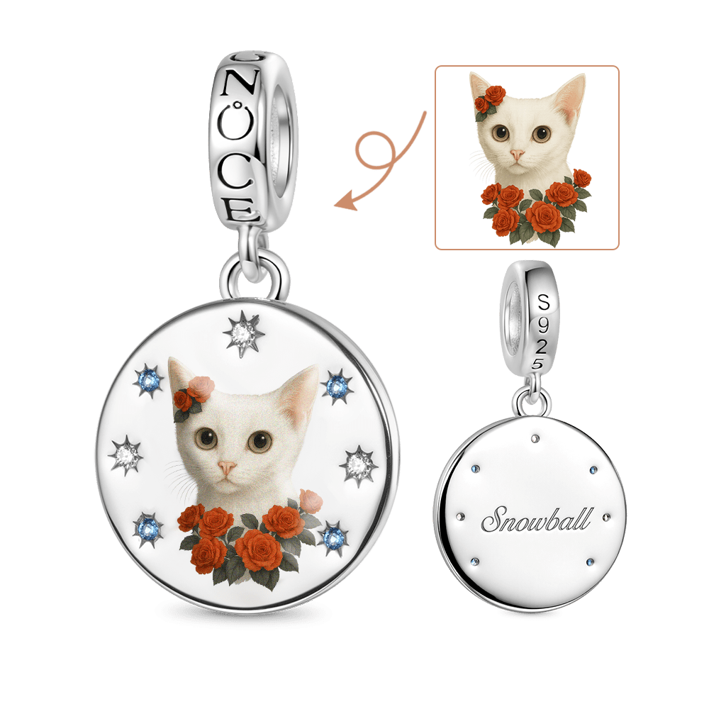 Gnoce Pet Printed Photo Engraving Charm Platinum-plated Silver Blend_1