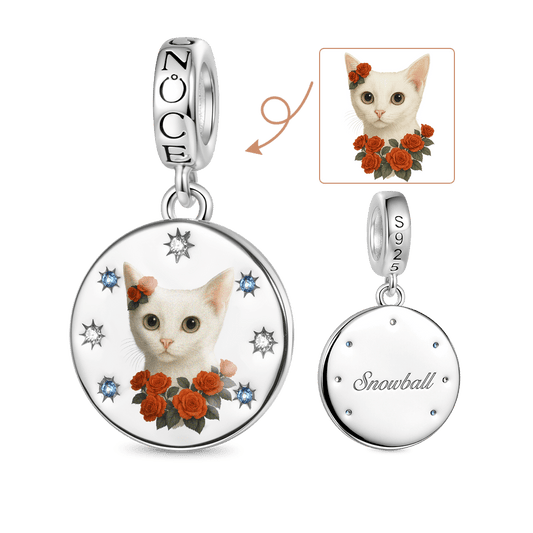 Gnoce Pet Printed Photo Engraving Charm Platinum-plated Silver Blend_1