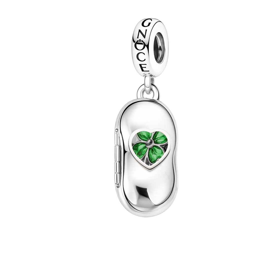 Gnoce Glow-in-the-Dark Lucky Clover Bean Pod Engravable Pendant Dangle Charm_1